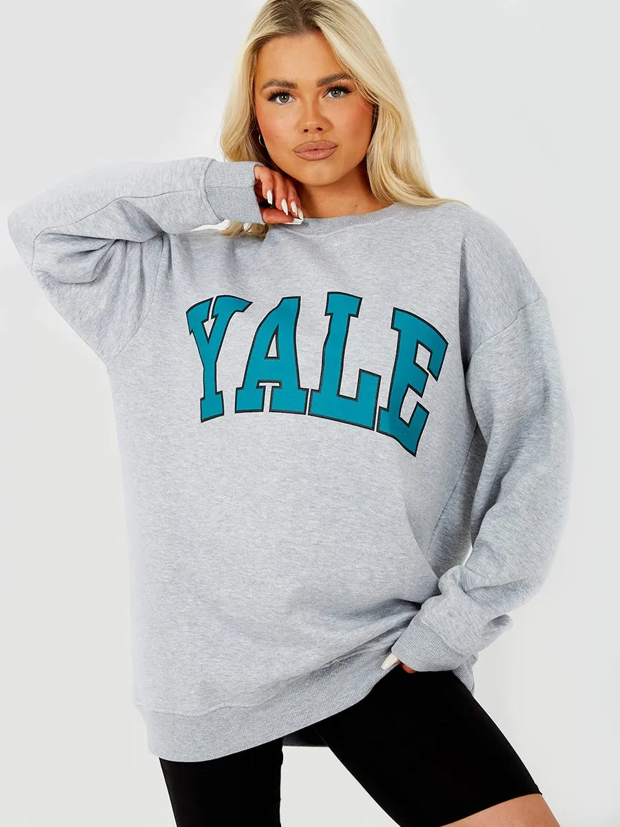 Nessy YALE Graphic Sweatshirt Jumper In Grey