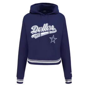 NFL DALLAS COWBOYS SCRIPT TAIL WOMEN'S RIB FLC CROPPED PO HOODIE (MIDNIGHT NAVY)