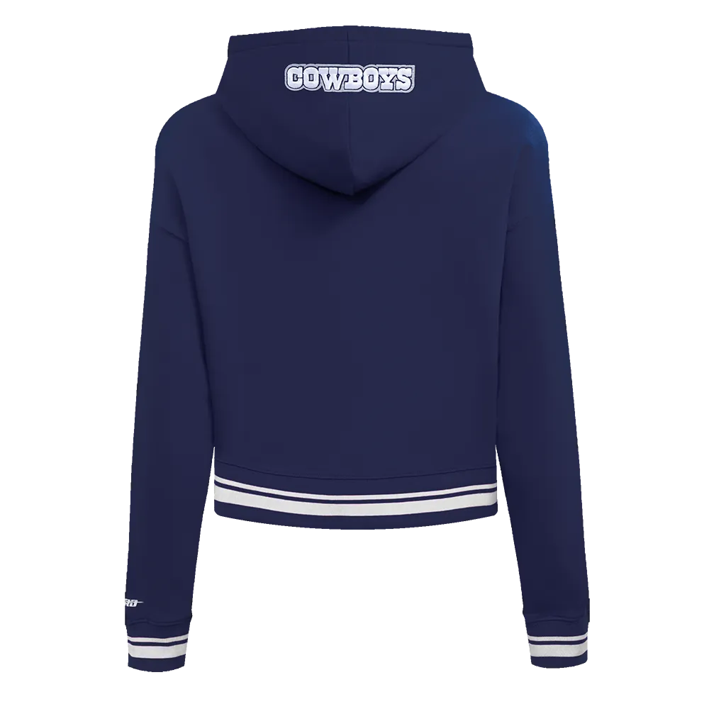 NFL DALLAS COWBOYS SCRIPT TAIL WOMEN'S RIB FLC CROPPED PO HOODIE (MIDNIGHT NAVY)