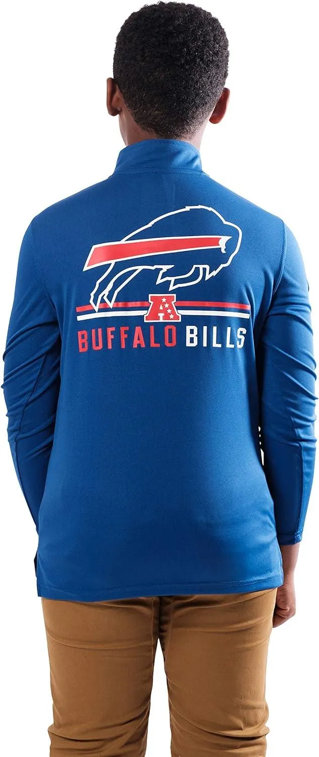 NFL Official Youth Super Soft Quarter Zip Long Sleeve T-Shirt|Buffalo Bills