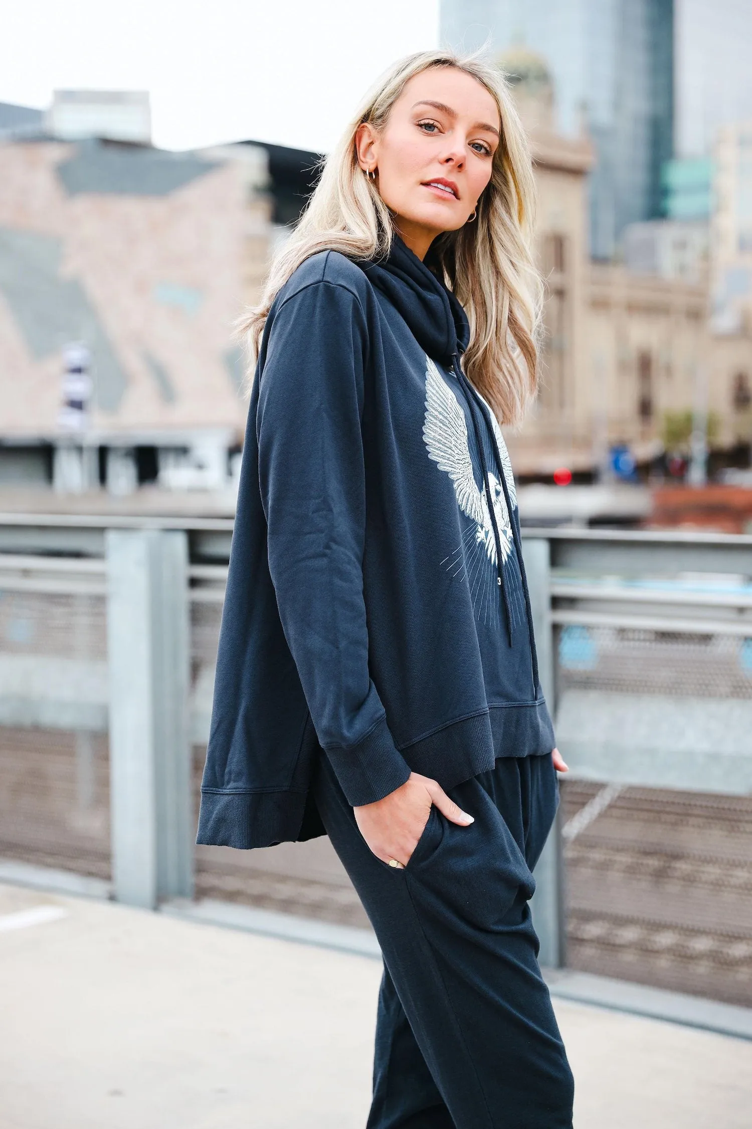 Noelle Eagle Glory Funnel Neck Sweatshirt