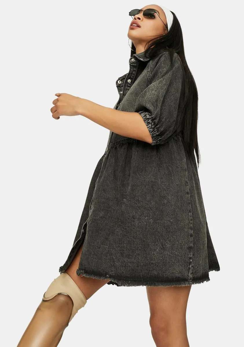 Noir Till You Make It Denim Babydoll Dress