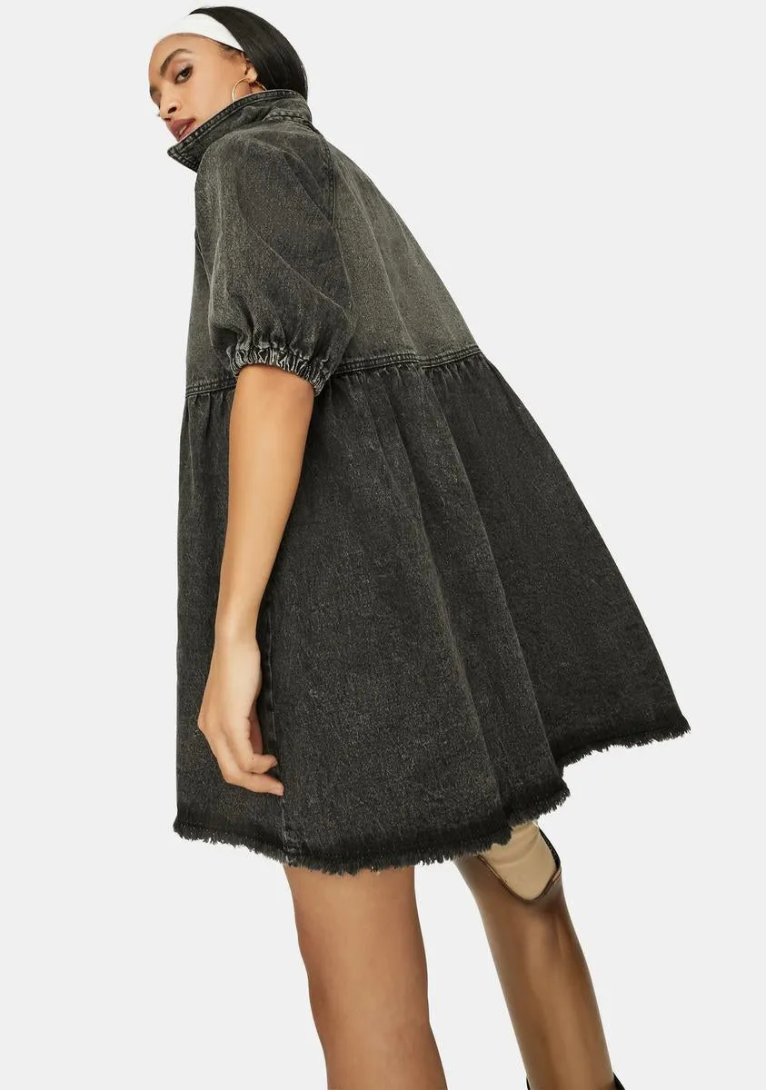 Noir Till You Make It Denim Babydoll Dress