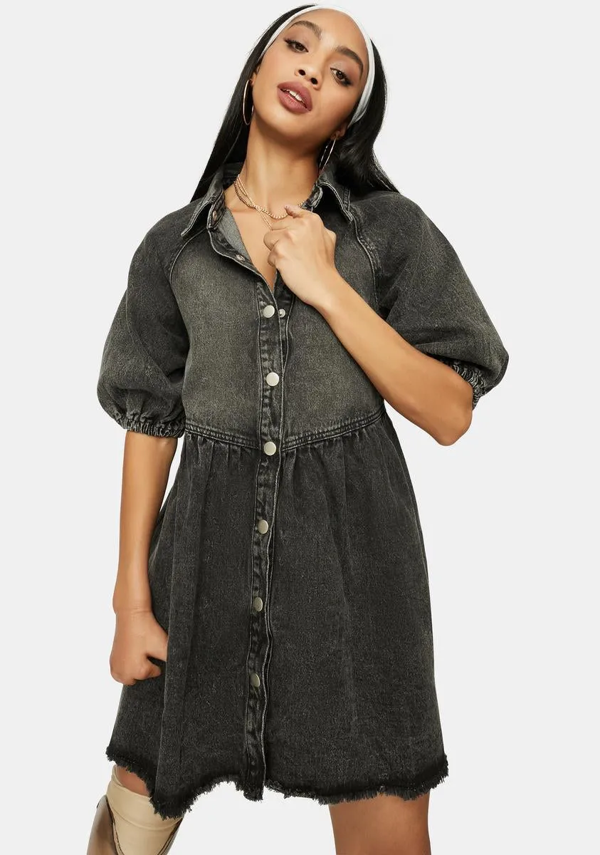 Noir Till You Make It Denim Babydoll Dress