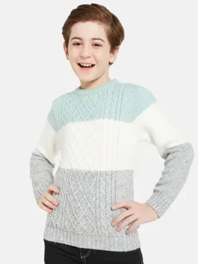 Octave Boys Blue White Cable Knit Pullover