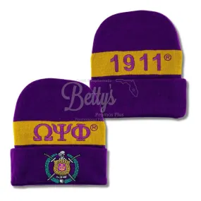 Omega Psi Phi ΩΨΦ 1911 Embroidered Shield Knit Crest Beanie