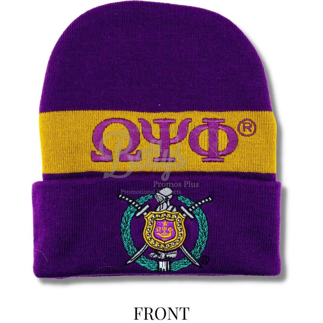 Omega Psi Phi ΩΨΦ 1911 Embroidered Shield Knit Crest Beanie