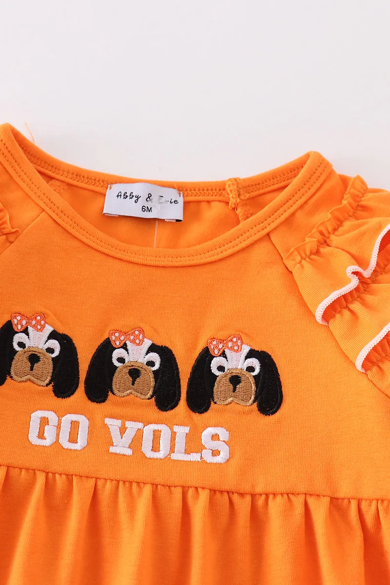 Orange go vols embroidery girl romper