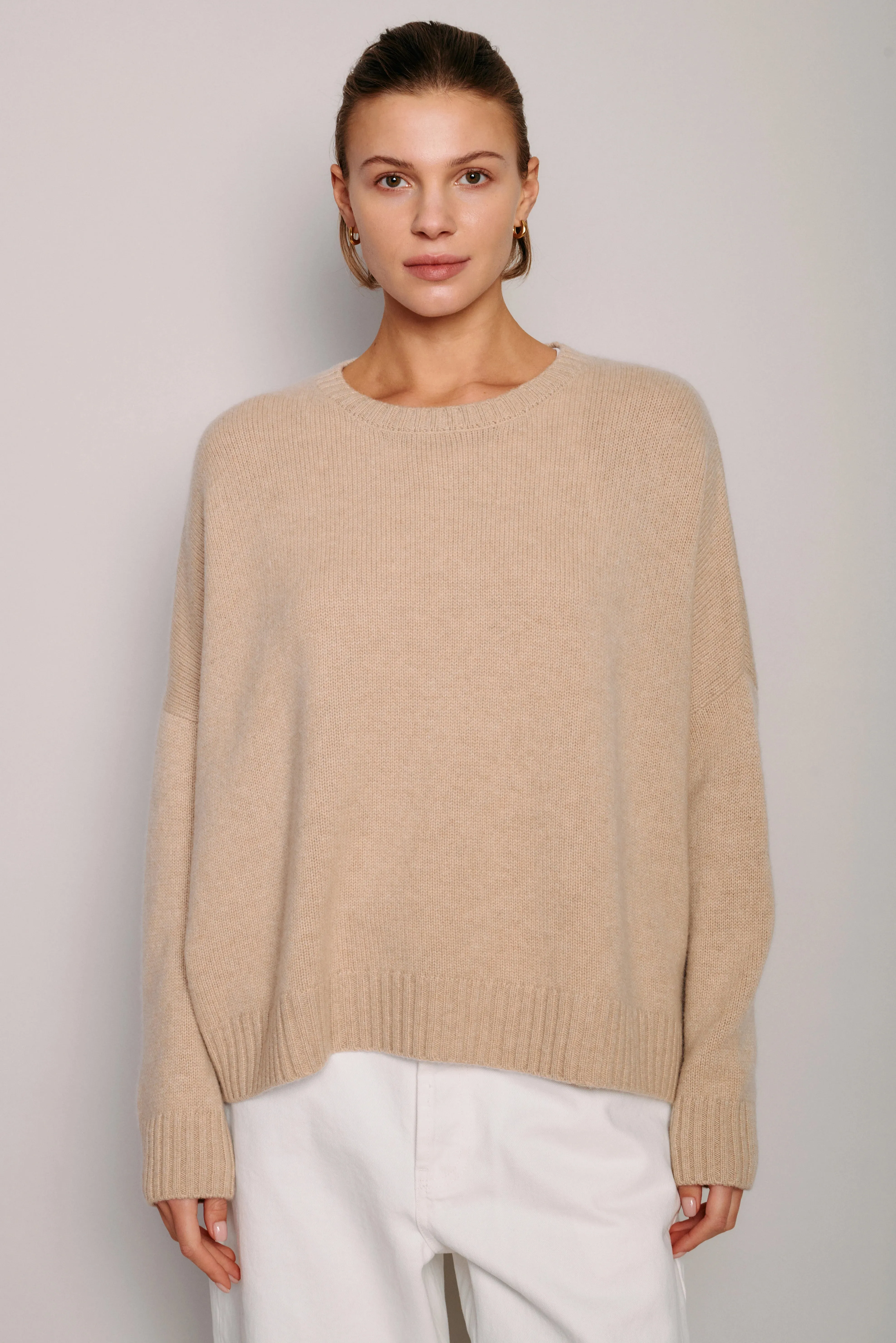 Organic by John Patrick Cashmere Wide Pullover Almond