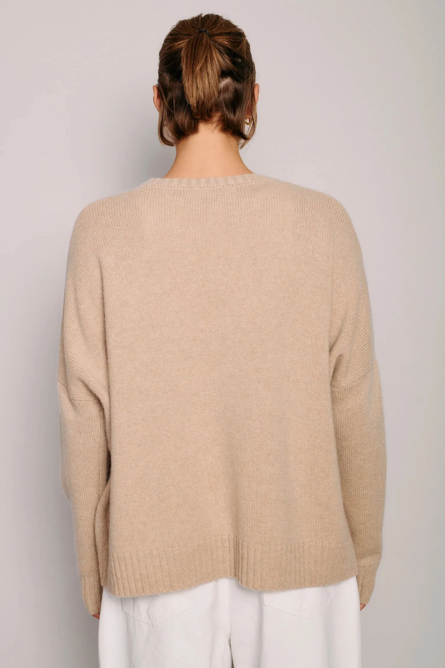 Organic by John Patrick Cashmere Wide Pullover Almond