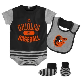 Orioles Baby Bodysuit, Bib and Bootie Set