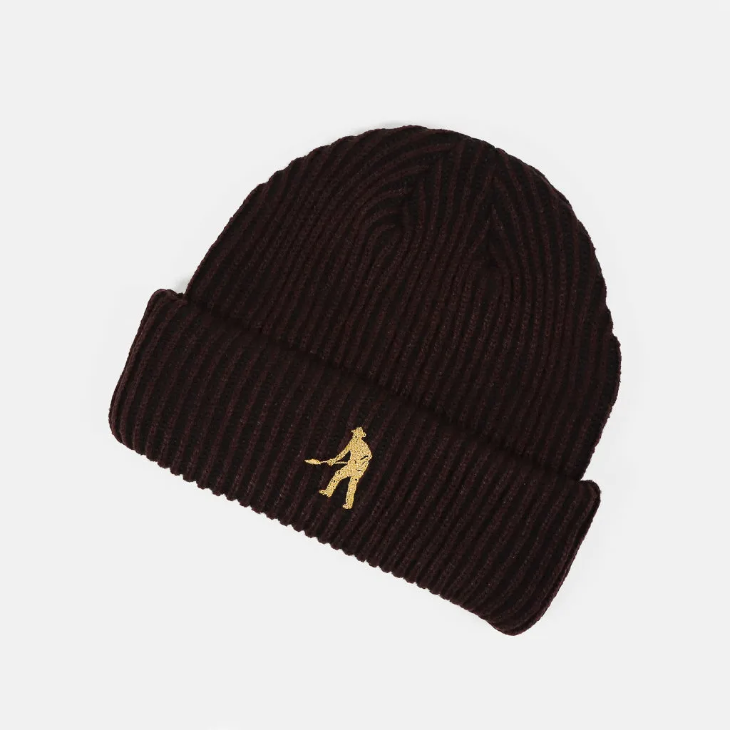 Pass Port Skateboards - Workers 2-Tone Striped Beanie - Burgundy