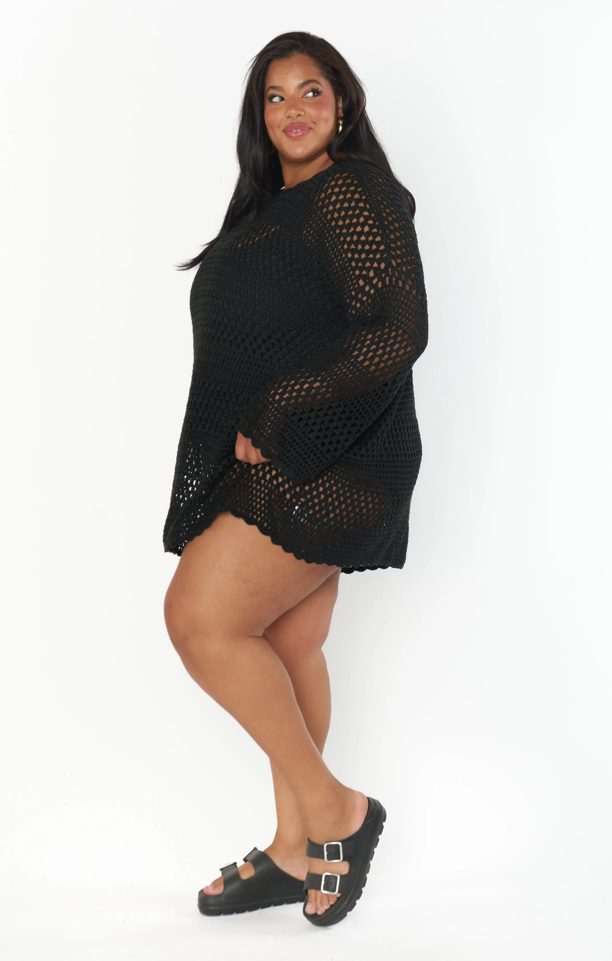 Paula Pullover ~ Black Crochet