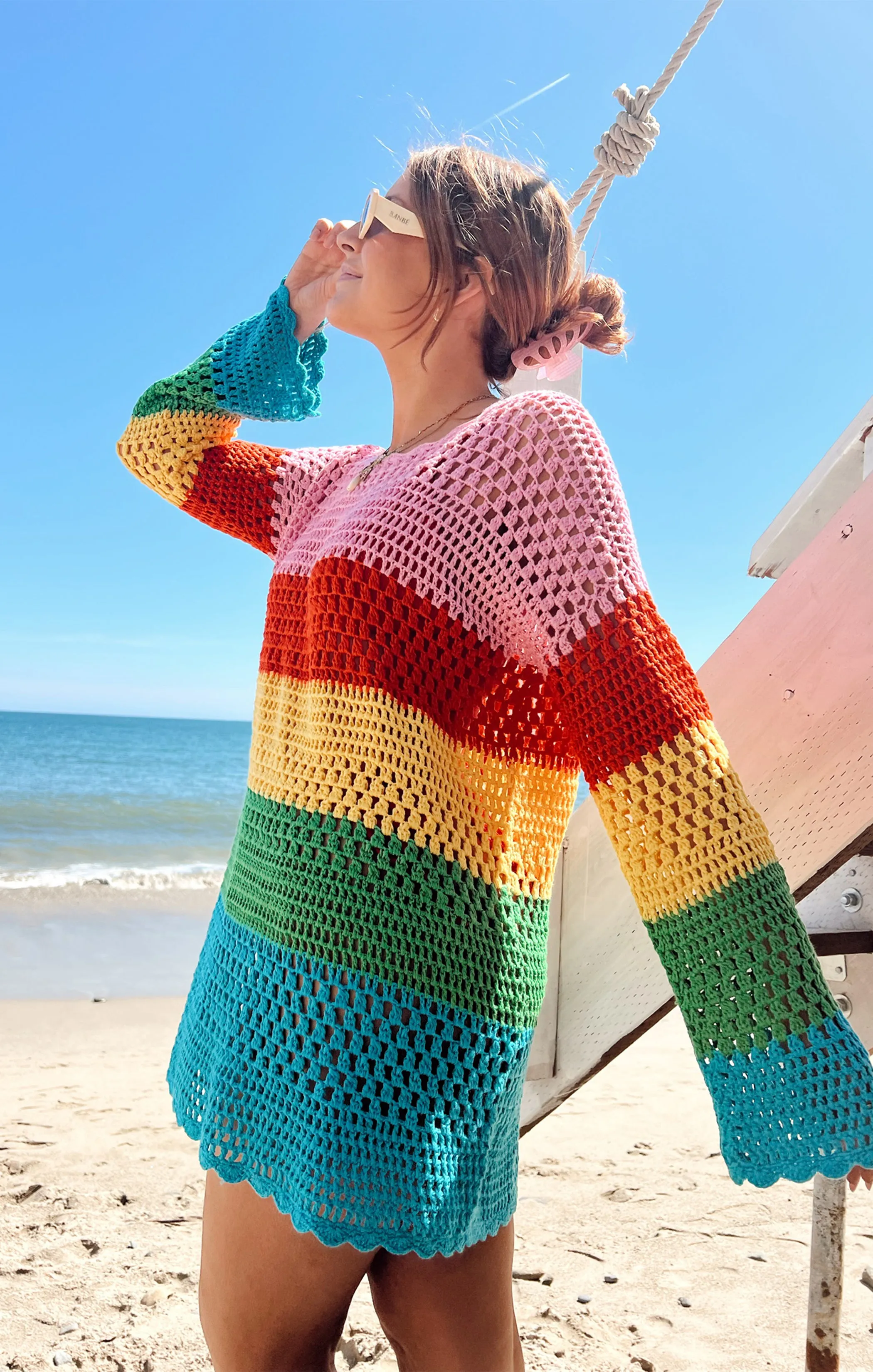 Paula Pullover ~ Bright Stripe Crochet