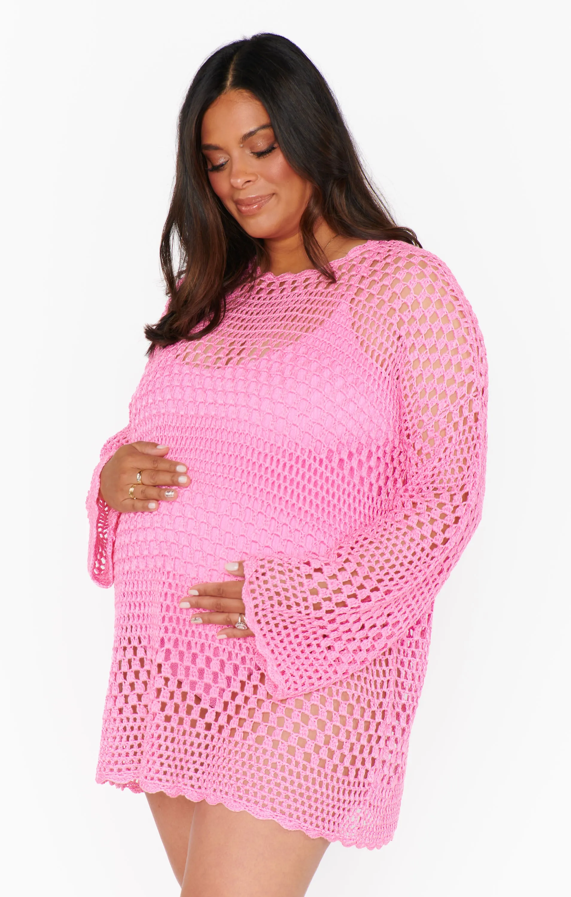 Paula Pullover ~ Bubblegum Pink Crochet