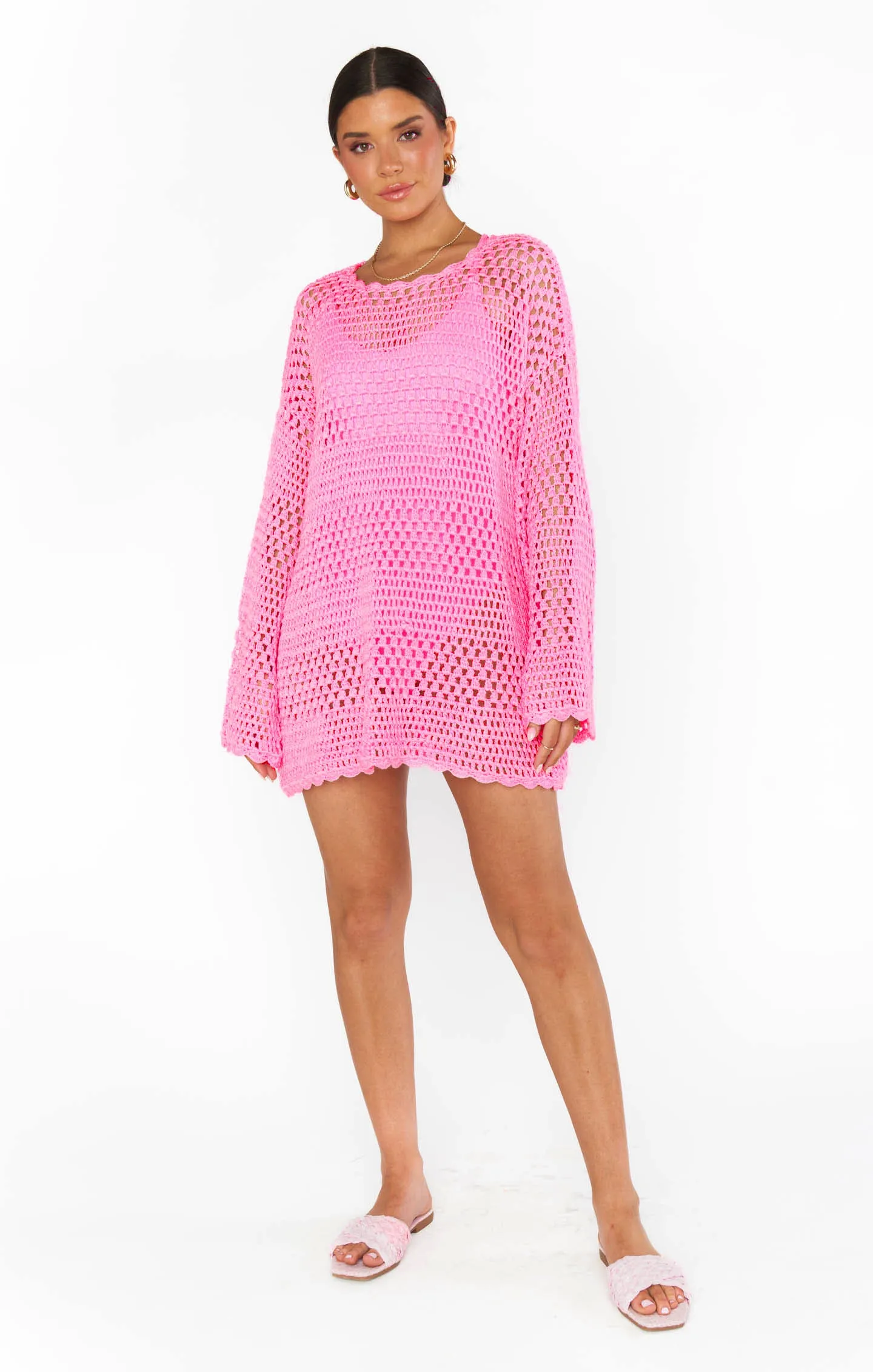 Paula Pullover ~ Bubblegum Pink Crochet