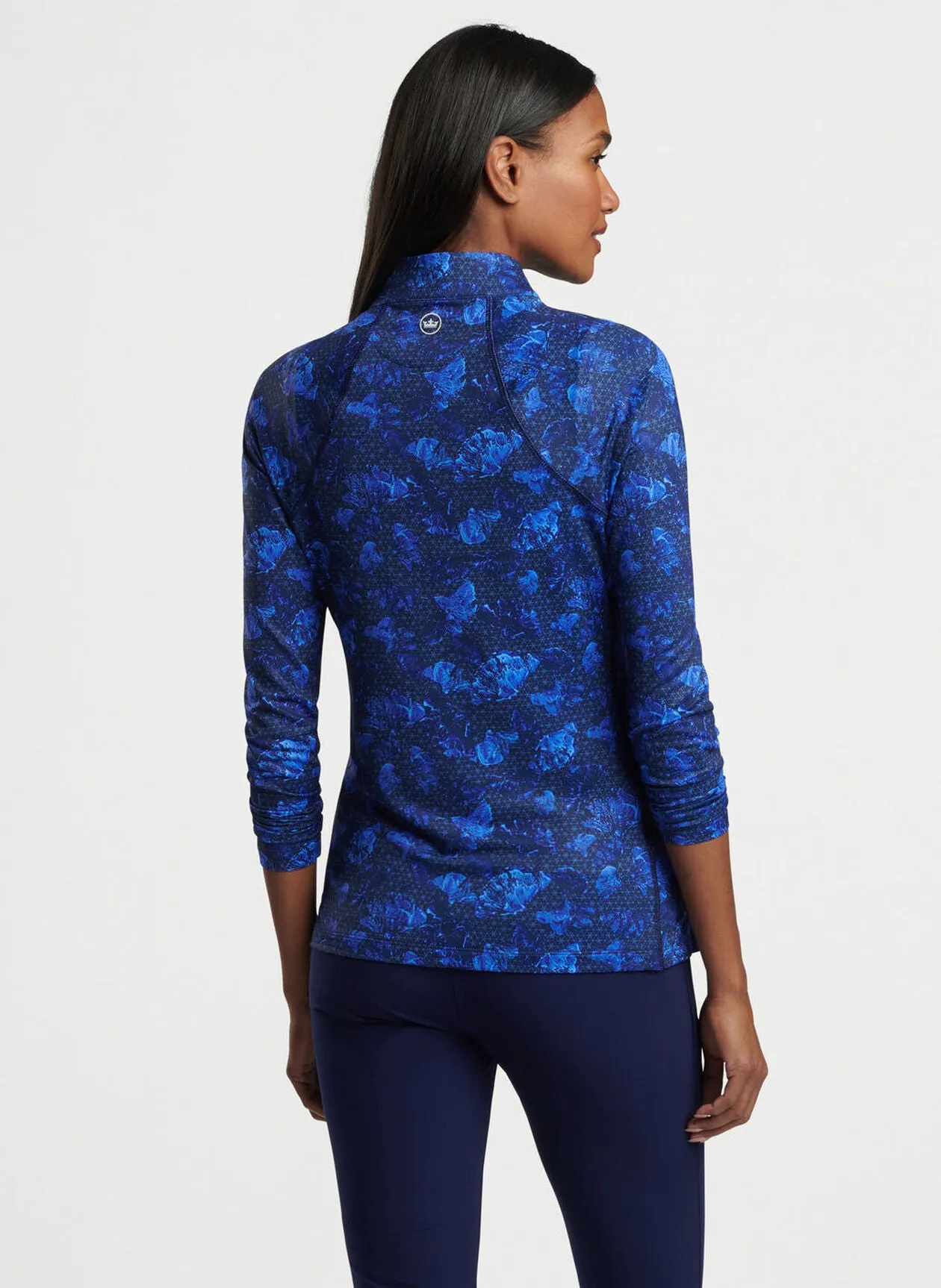 Peter Millar Women's Ginko Print Raglan Sleeve Perth Layer - Abaco Blue