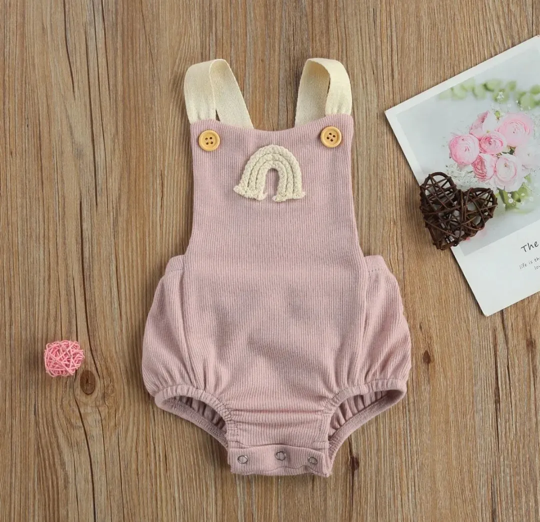 Pink Ribbed Rainbow Romper #1000192