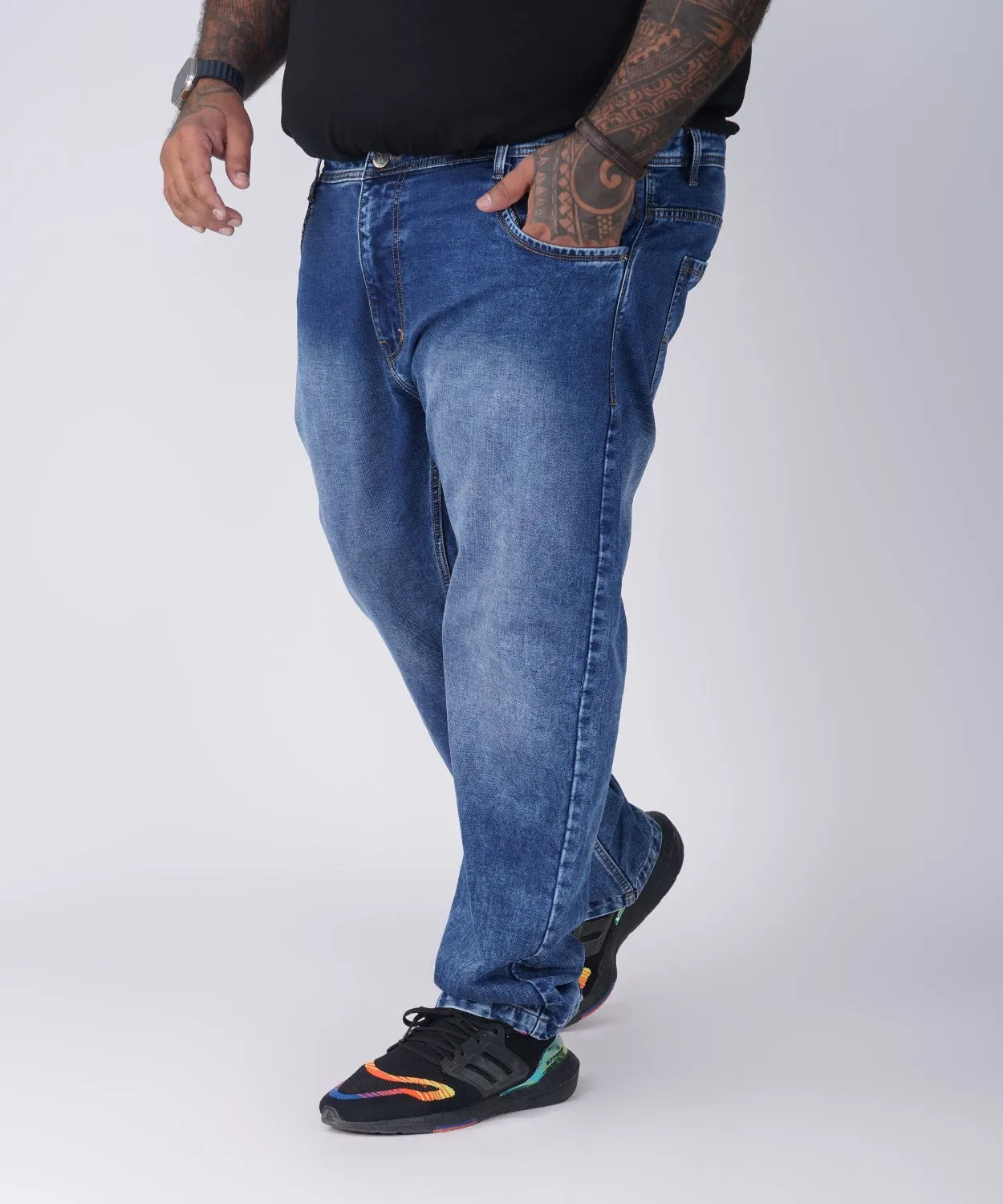 Plus Size Men Blue Comfort Fit Jeans