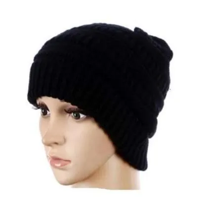 Ponytail Beanie Women's Big Girls Ribbed Hats