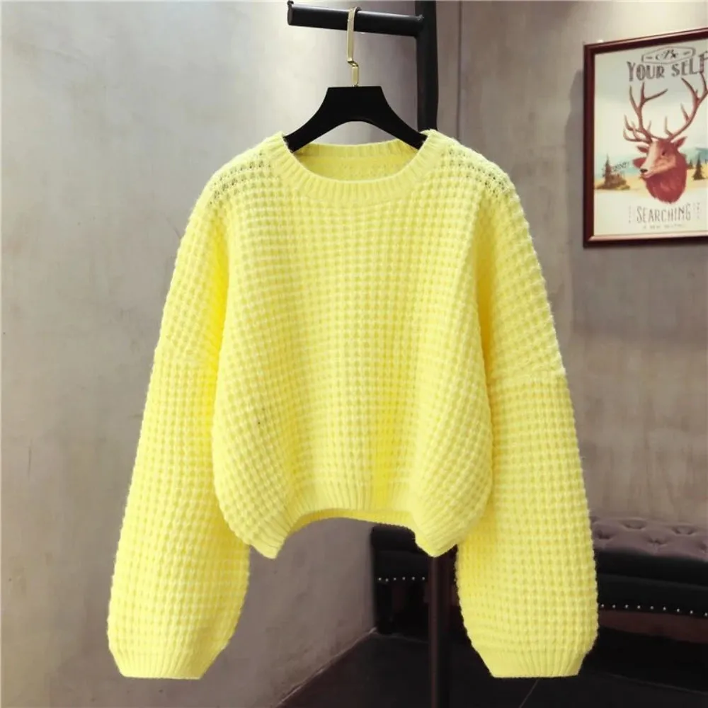 Pre Order:  O-Neck Knitted Pullover Loose Sweater