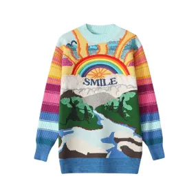 Pre Order:  Rainbow Embroidered Letter Knitted Sweater