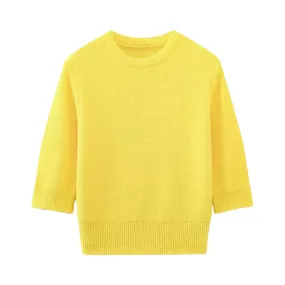 Pre Order:  Ribbed Trim Knitted Cropped Sweater