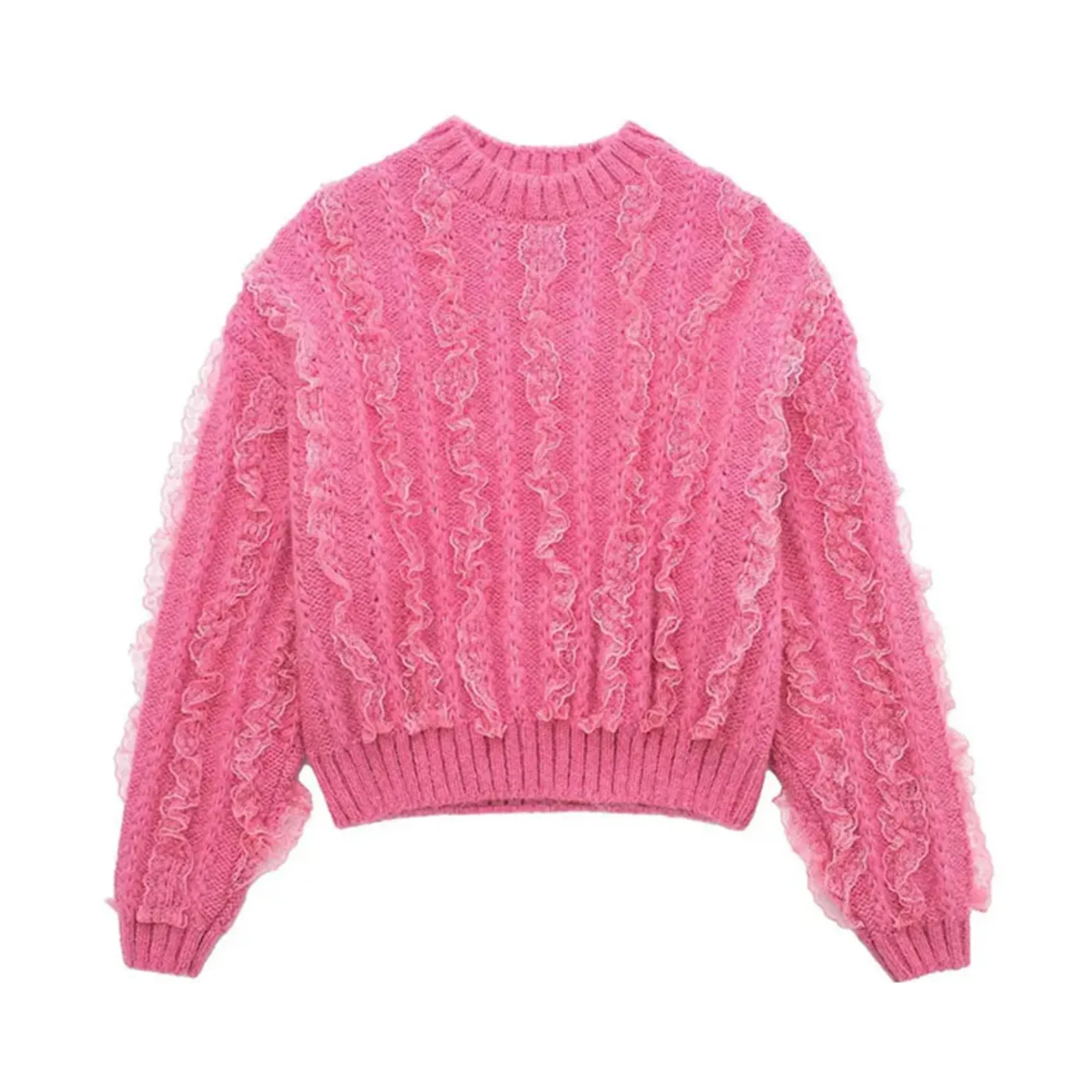 Pre Order:  Ruffled Lace Knitted Sweater