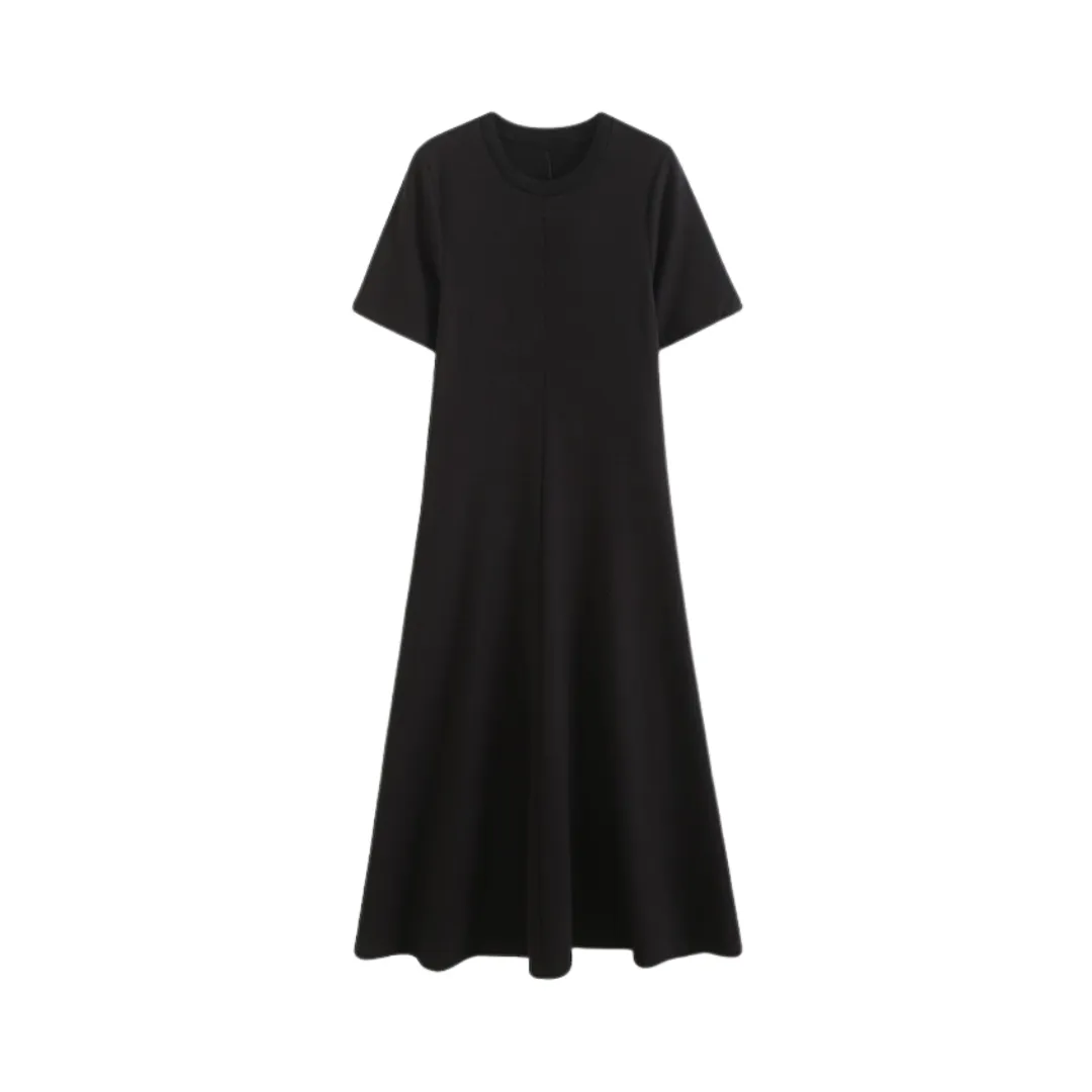 Pre Order:  Slim-Fitting A-Line Round Neck Knitted Dress