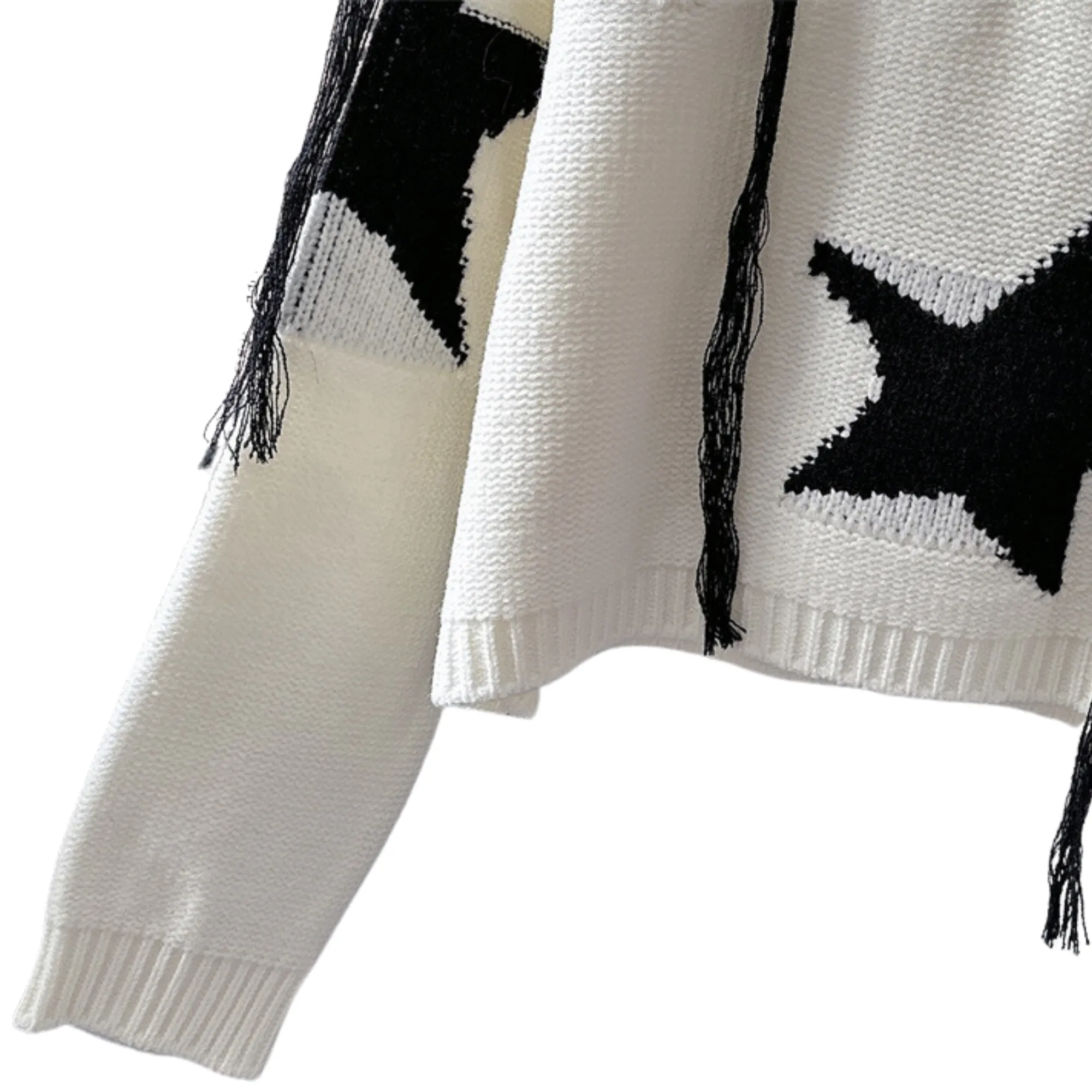 Pre Order:  Stars Pattern V-Neck Knitted Sweater