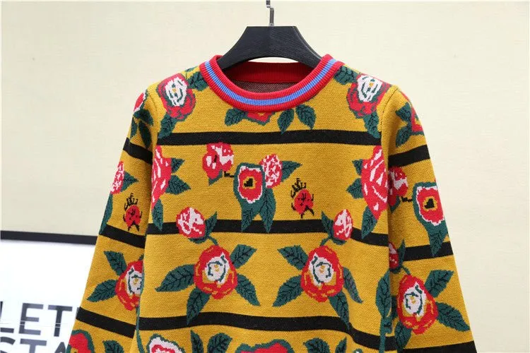 Pre Order:  Yellow Flower Patch Knitted Sweater