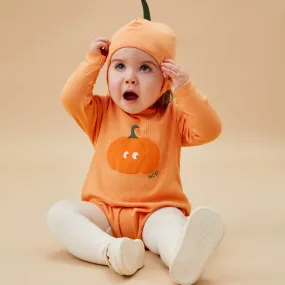 Pumpkin Ribbed Bodysuit & Hat