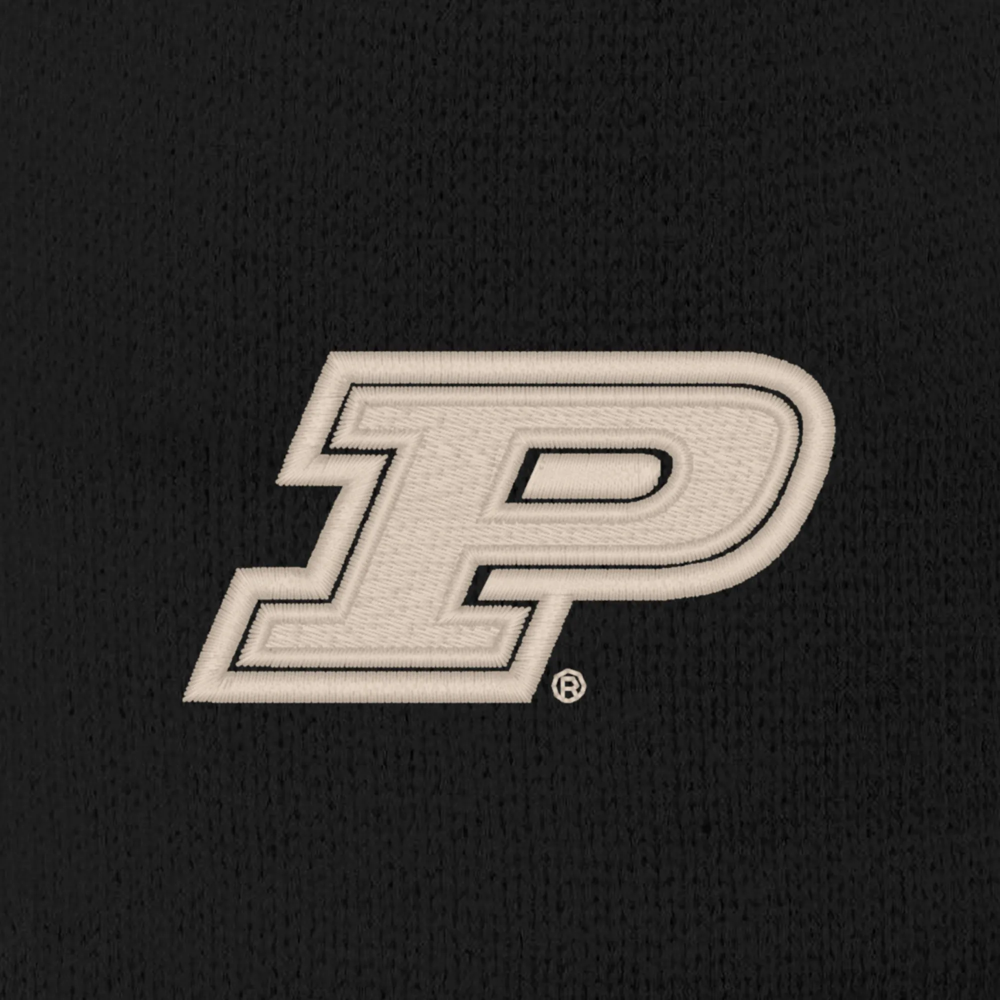 Purdue Stripe Pom Pom Beanie - Black/Iron Grey