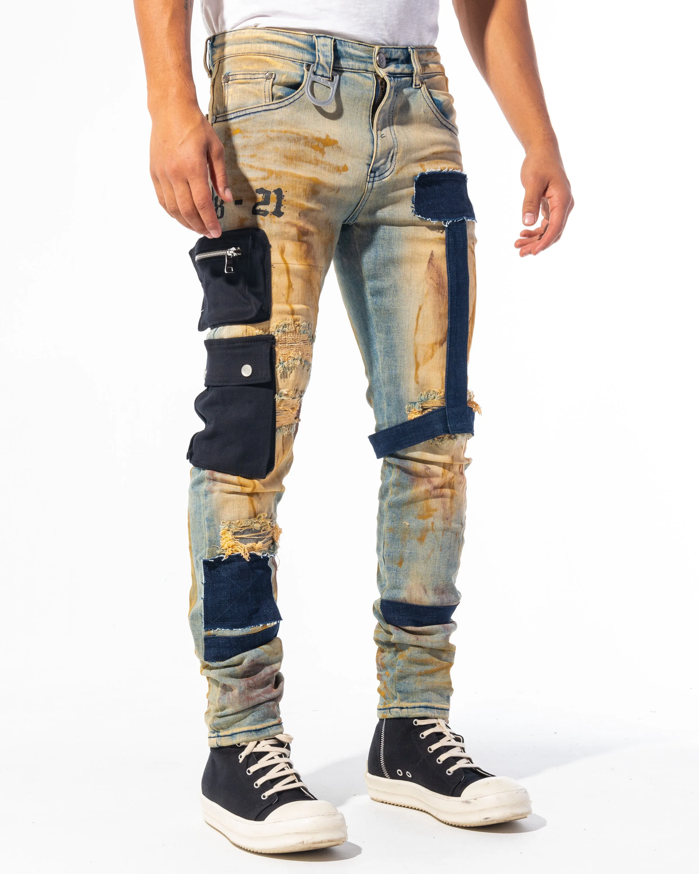 "ALL THE SMOKE" DENIM (EARTH/INDIGO STONE WASH)