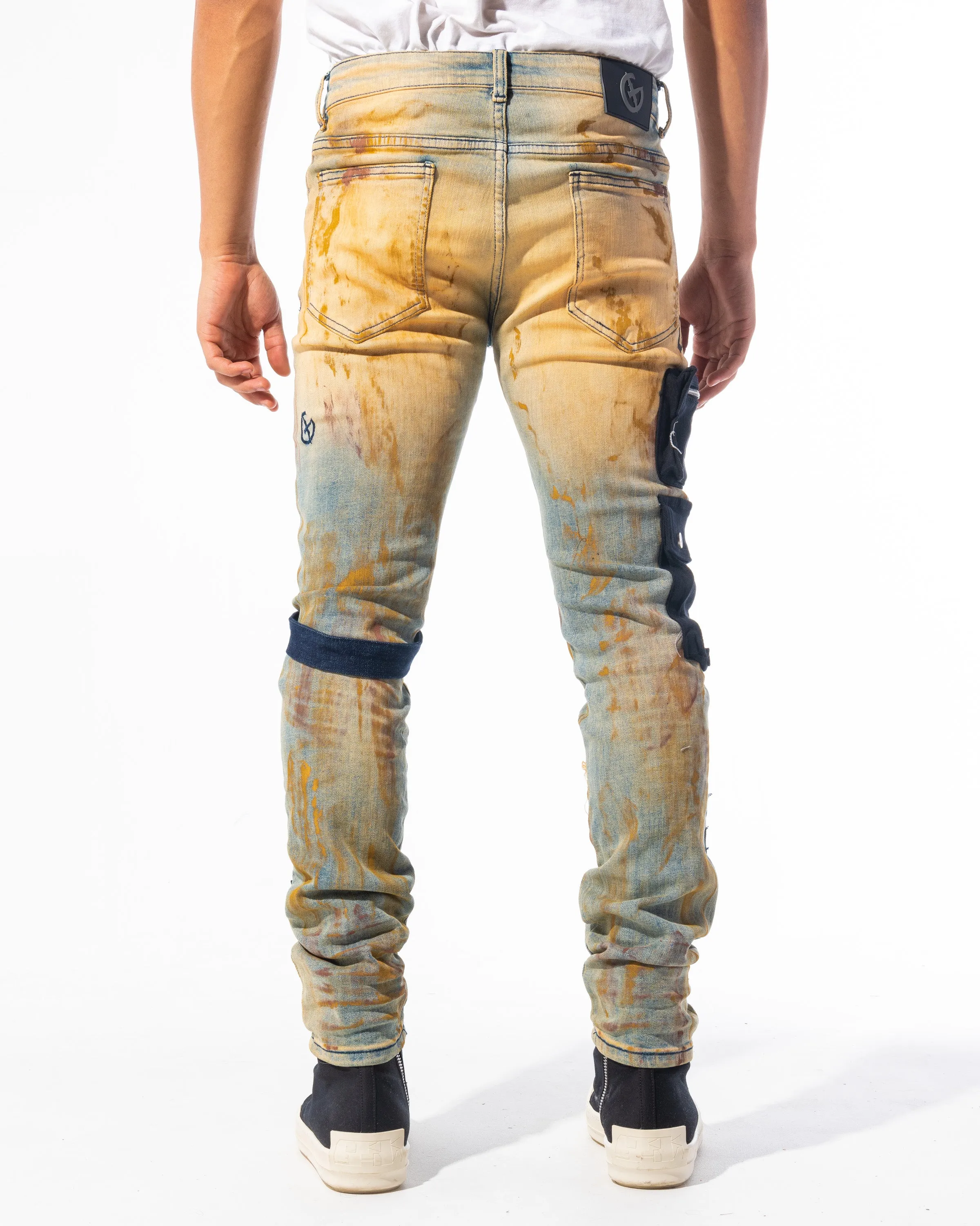 "ALL THE SMOKE" DENIM (EARTH/INDIGO STONE WASH)