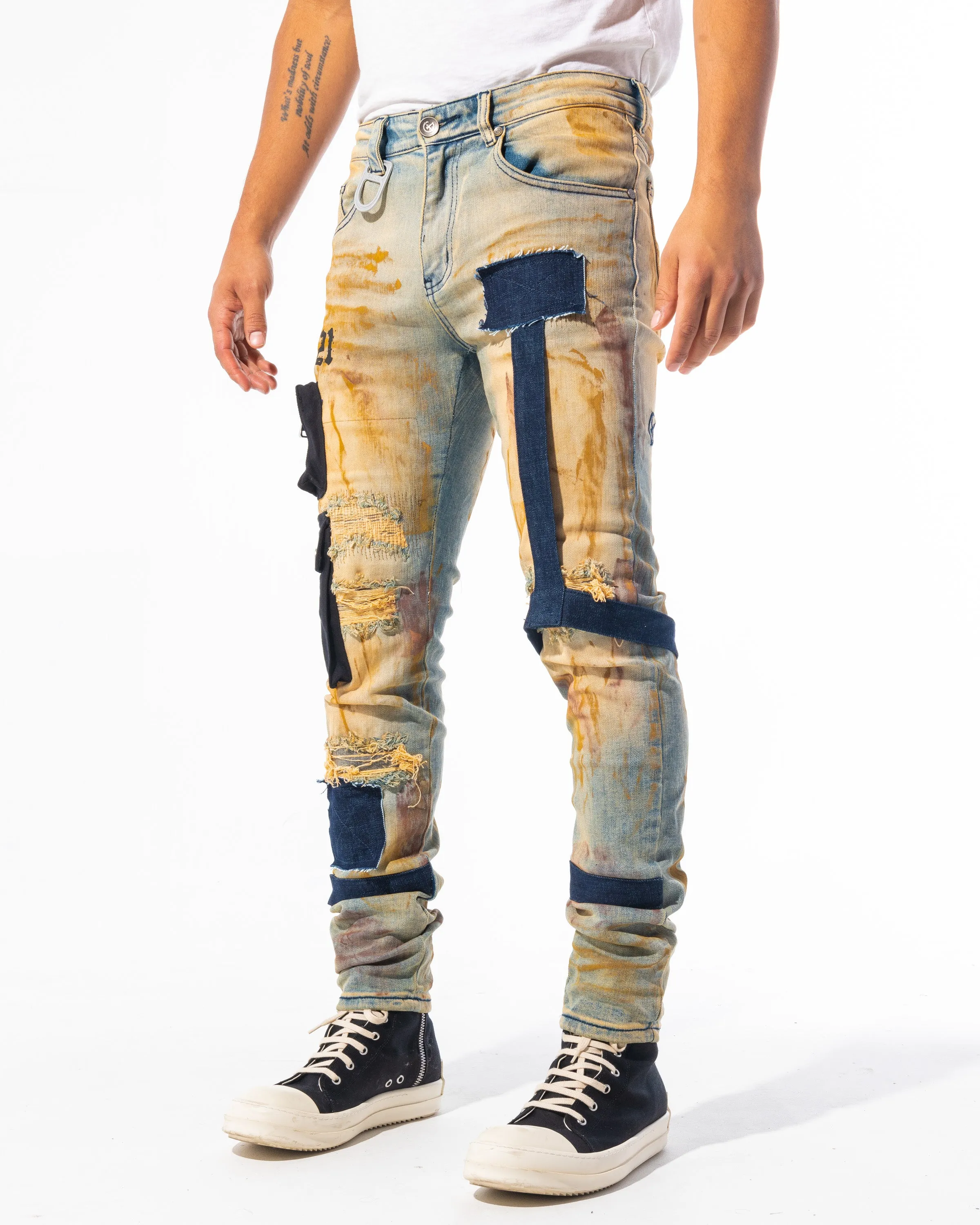 "ALL THE SMOKE" DENIM (EARTH/INDIGO STONE WASH)