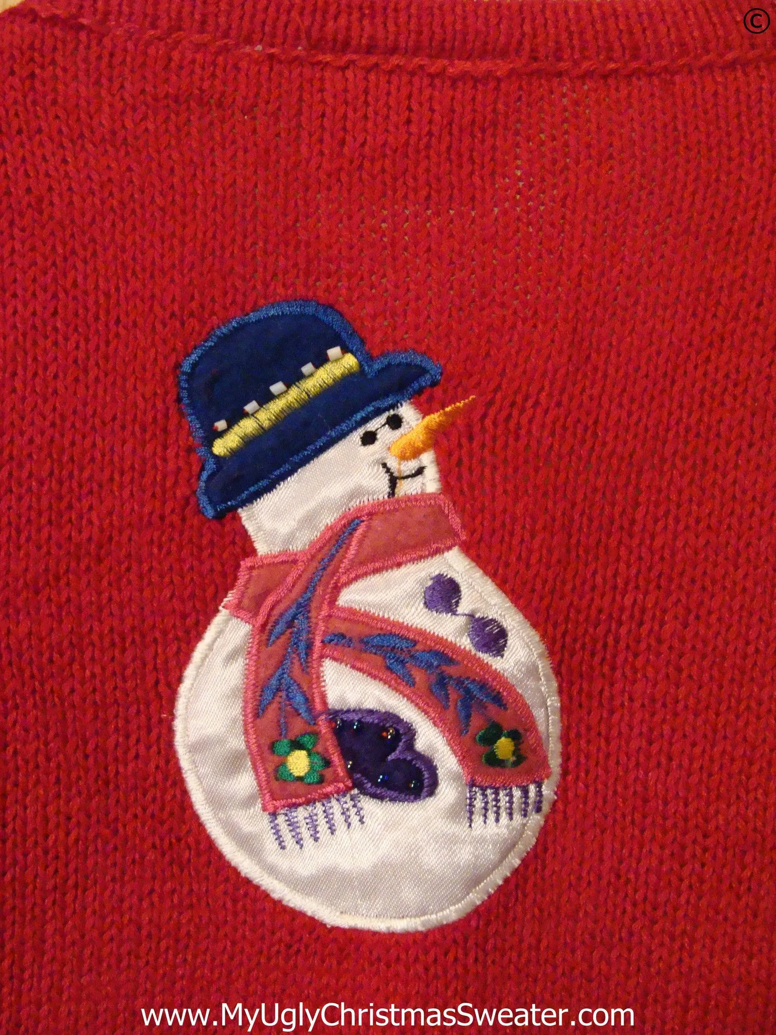 Red Cheap Christmas Sweater Vest Wobbly Snowmen