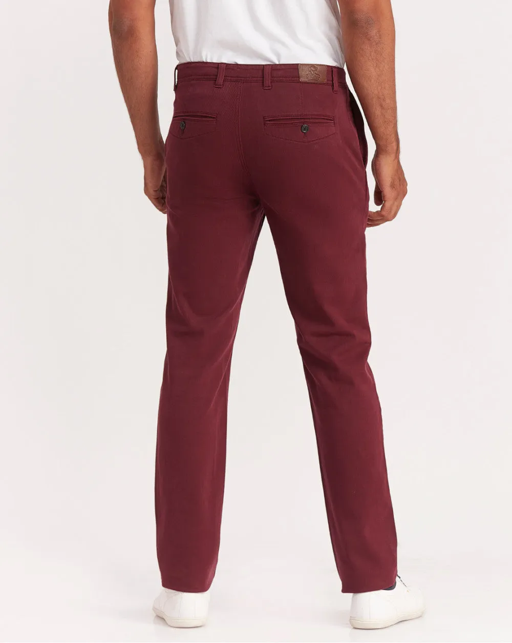 Regular Fit Garment Dyed Chinos - Maroon