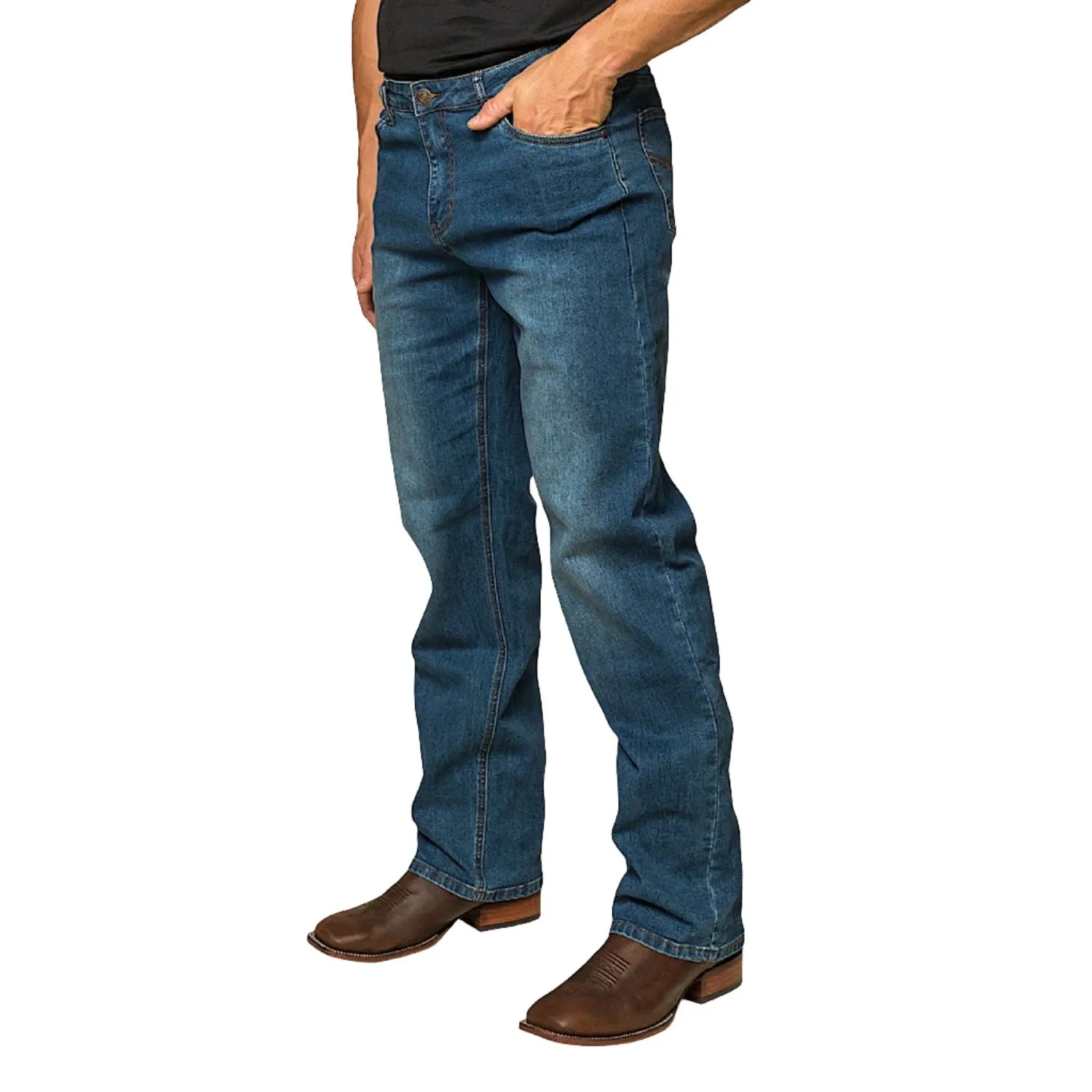 Ringers Western Men's Sturt Relaxed Leg Jean - Mid Blue