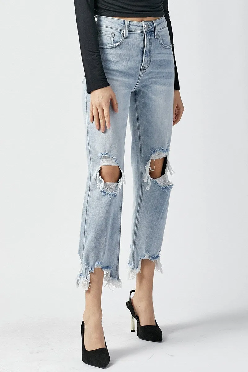 Risen Jeans - High Rise Straight Crop Jeans - RDP5002