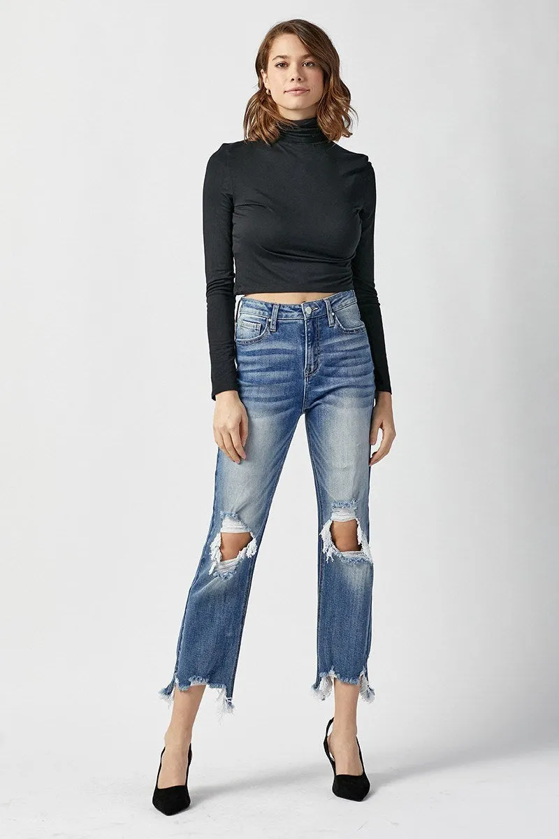 Risen Jeans - High Rise Straight Crop Jeans - RDP5002