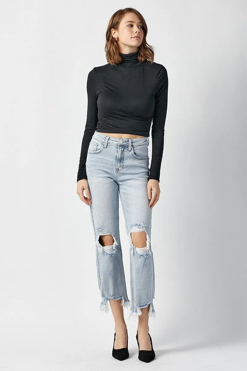 Risen Jeans - High Rise Straight Crop Jeans - RDP5002