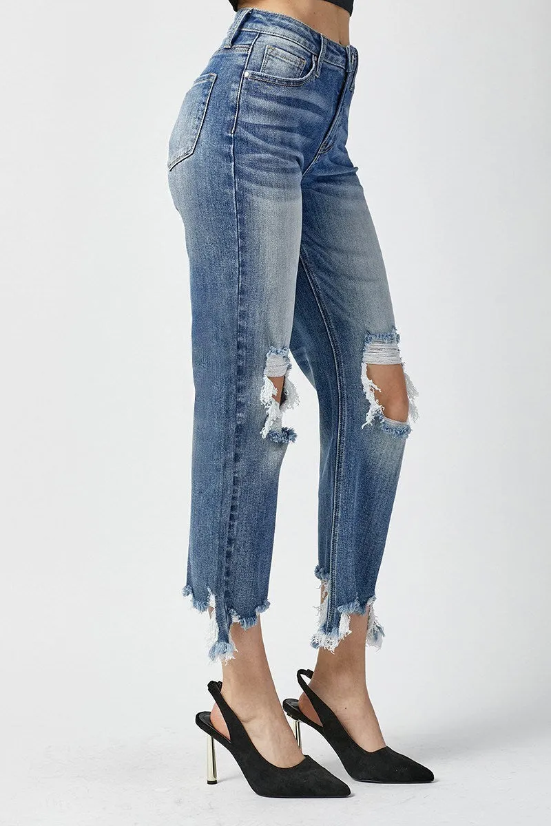 Risen Jeans - High Rise Straight Crop Jeans - RDP5002