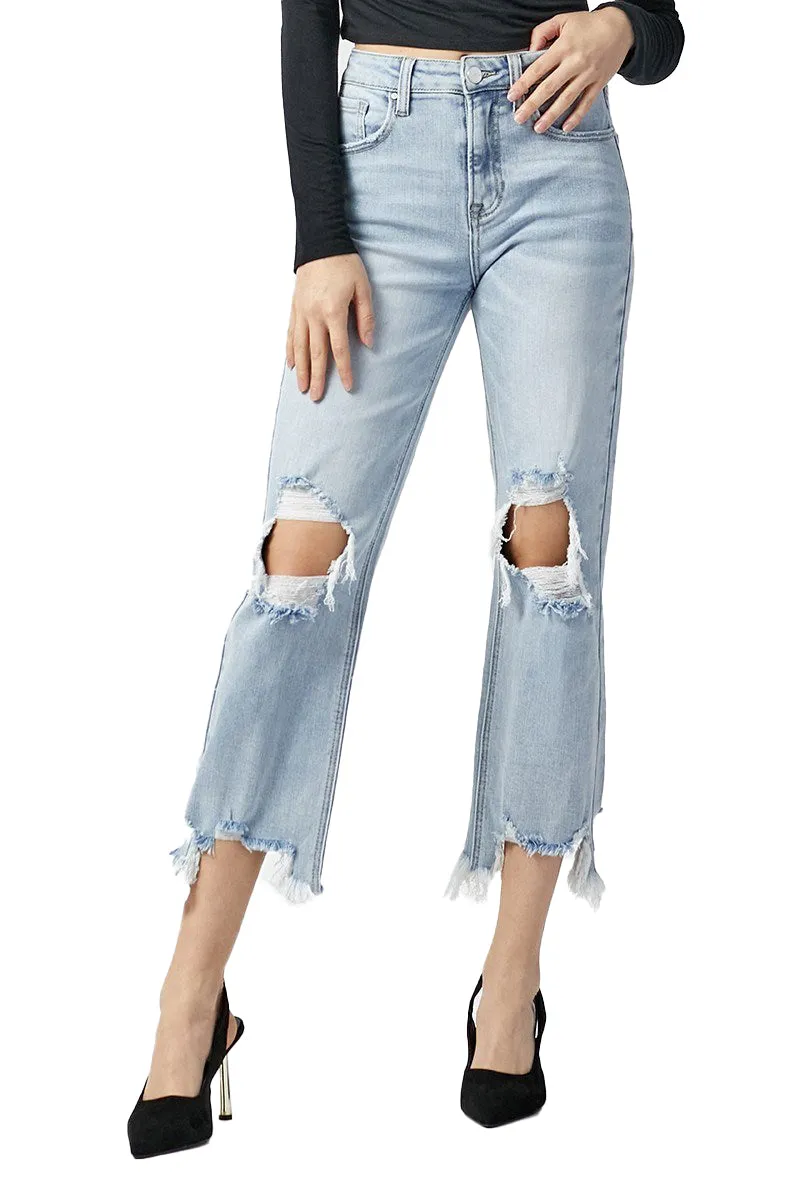 Risen Jeans - High Rise Straight Crop Jeans - RDP5002