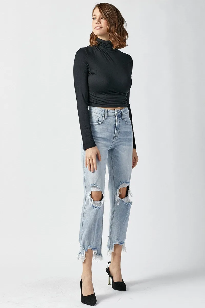 Risen Jeans - High Rise Straight Crop Jeans - RDP5002