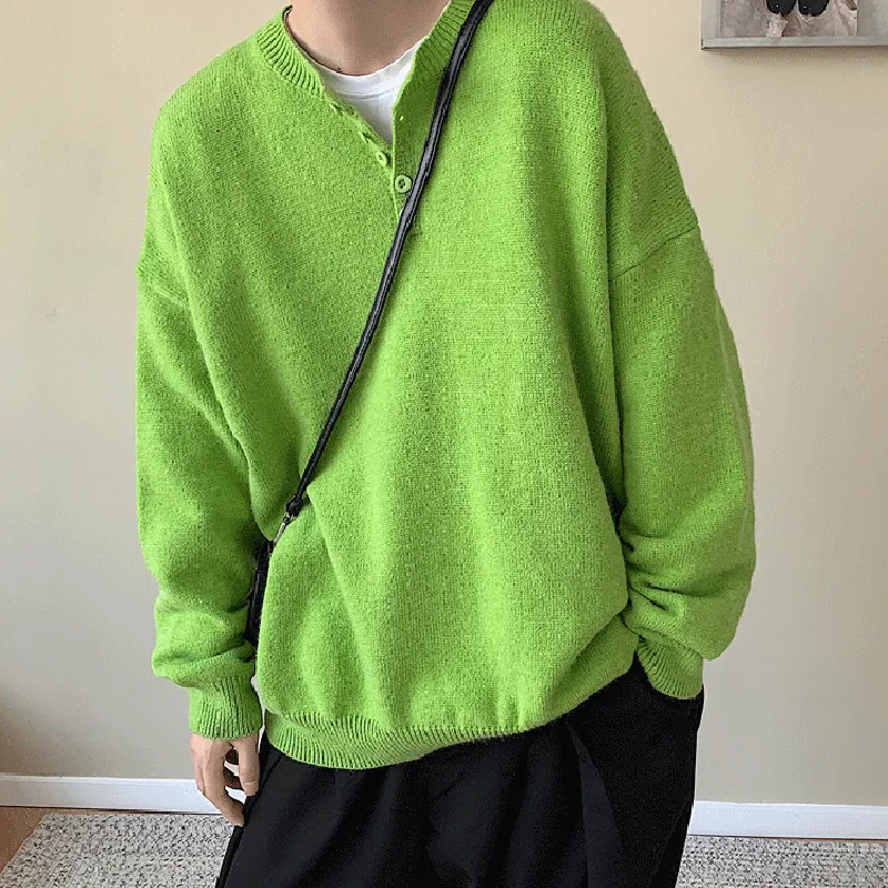 Round Neck Pullover Green Sweater Knitted Shirt