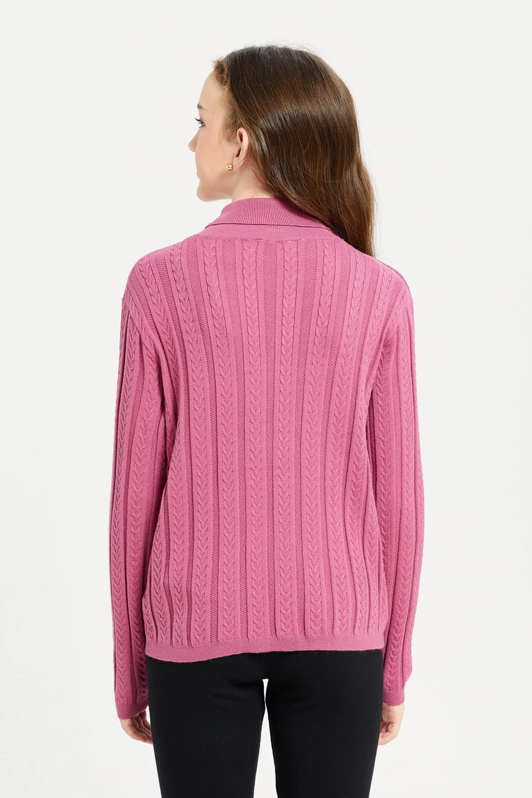 Senior Girls Mauve Knitted Pullover