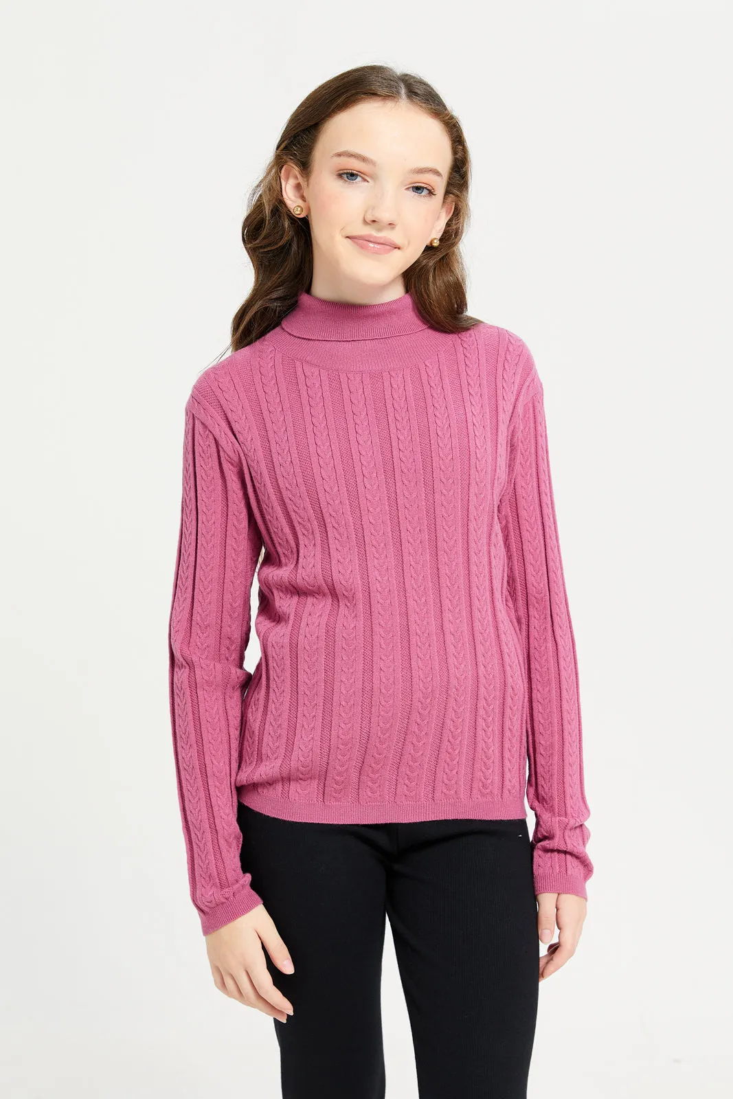 Senior Girls Mauve Knitted Pullover