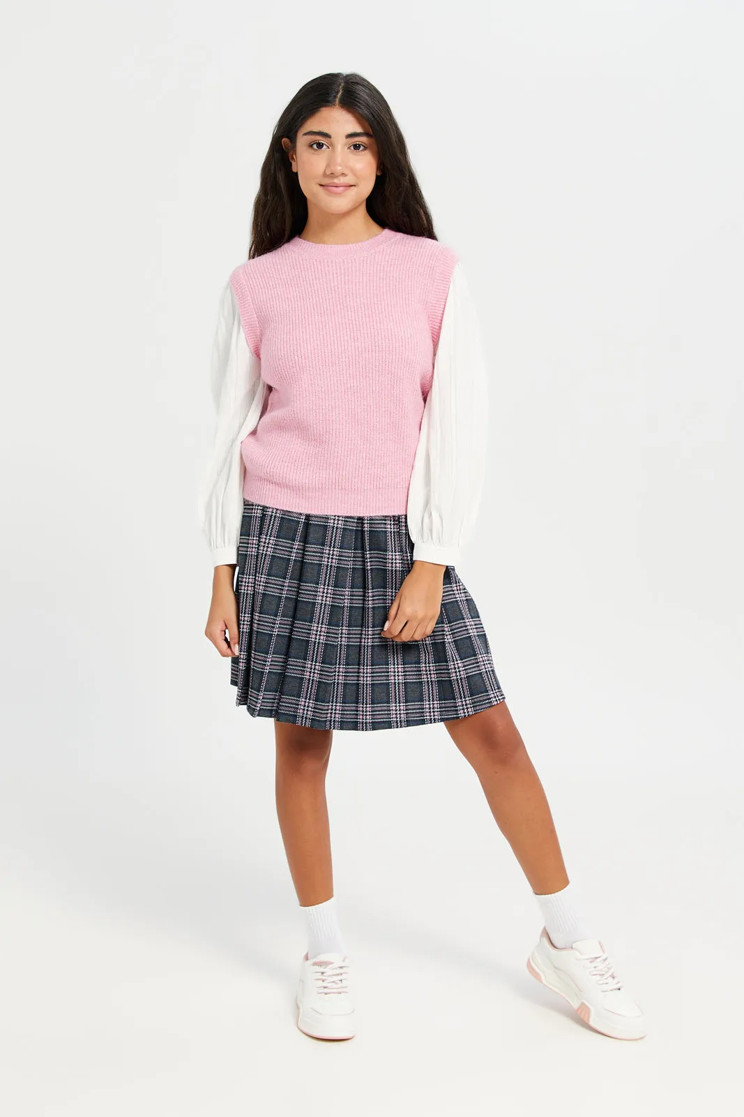 Senior Girls Pink Knitted Pullover