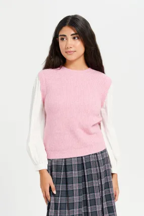 Senior Girls Pink Knitted Pullover